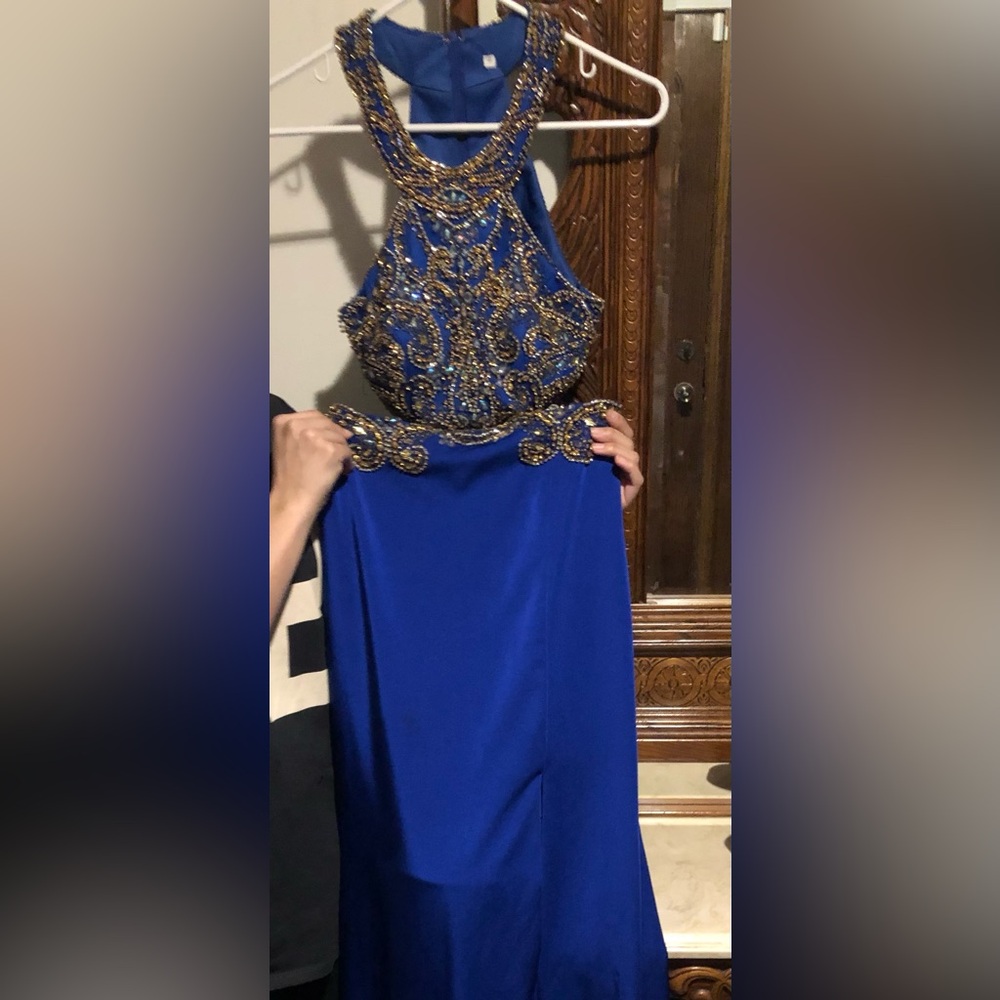 Prom Dress High Neck Gown Beaded top with front opening